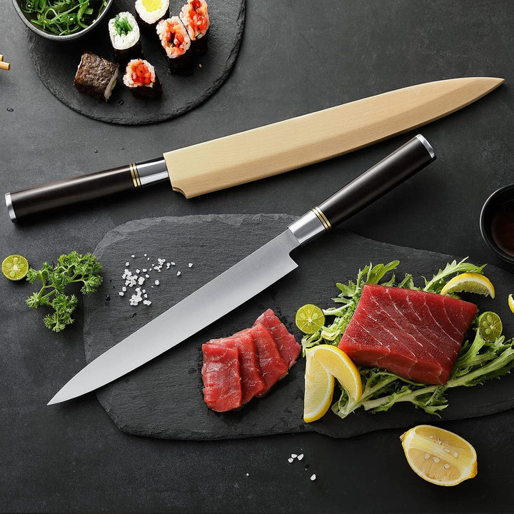 XINZUO 24cm Edelstahl Yanagiba Messer, X7Cr17MoV Stahl Sashimi Messer Einzelfase Klinge -Geschmiedet