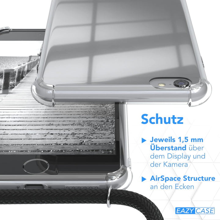 EAZY CASE Handykette kompatibel mit iPhone 6 / 6s Handyhülle mit Metall Umhängeband und Ersatz Korde