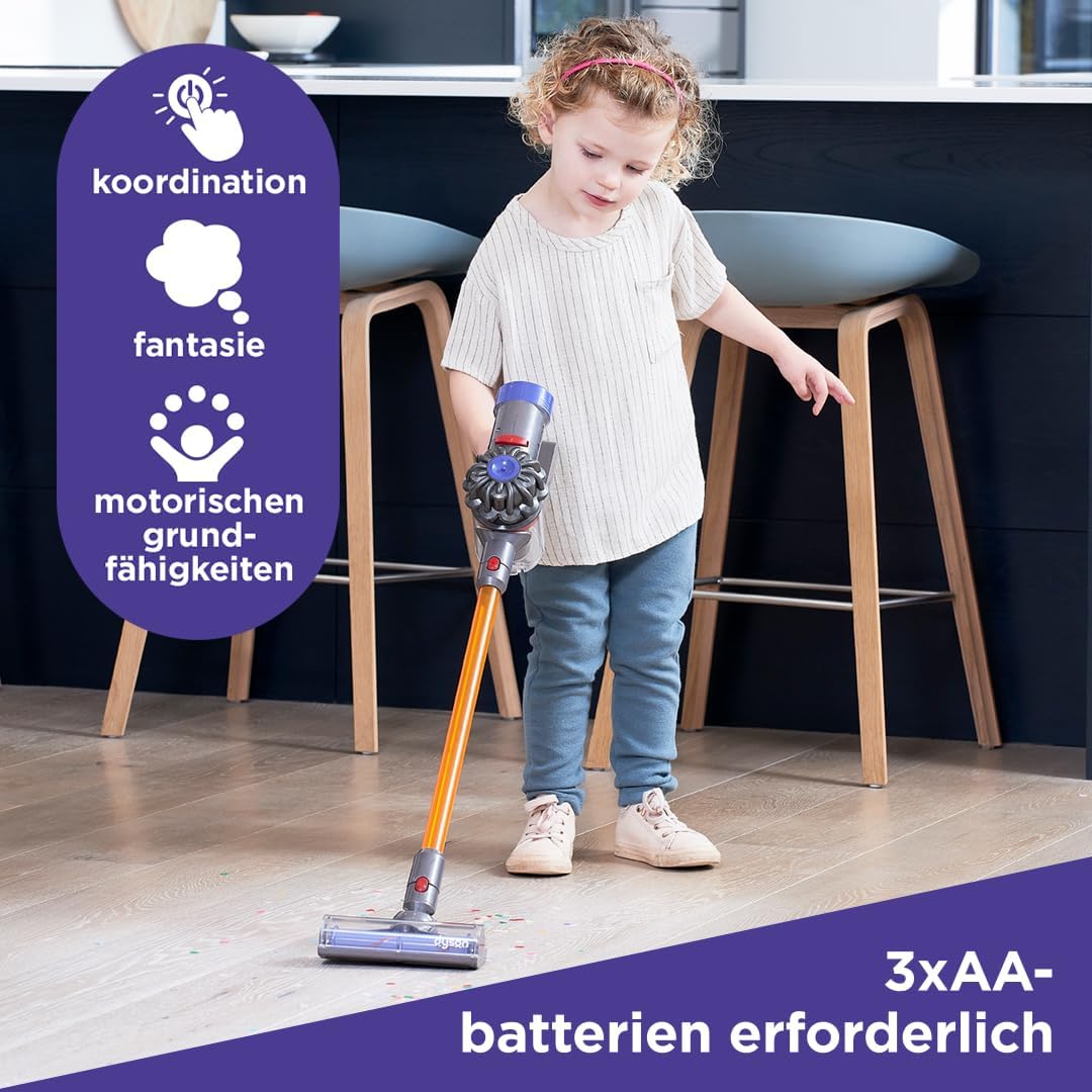 Casdon Dyson Kabelloser Staubsauger | Interaktiver Dyson Spielzeugstaubsauger für Kinder ab 3 Jahre