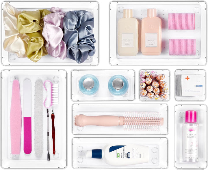 Vtopmart 9 Stücke Schubladen Organizer mit 4 Grössen, Schminktisch Organizer für Küchen, Badezimmer,