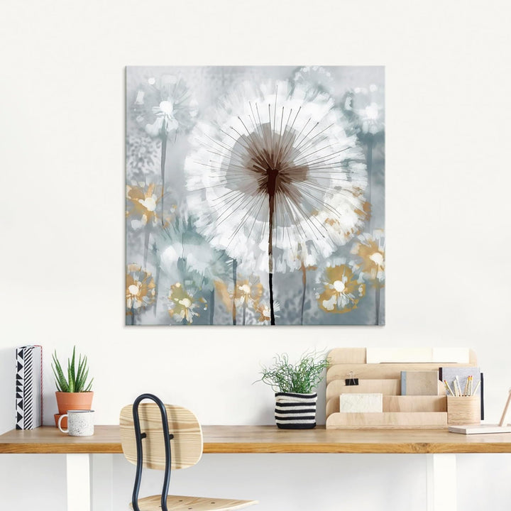 Artland Glasbilder Wandbild Glas Bild einteilig 50x50 cm Quadratisch Abstrakte Kunst Pflanzen Blumen