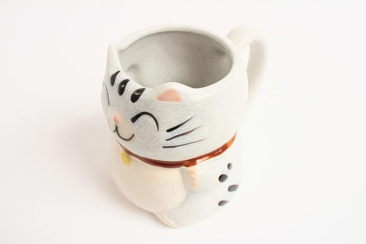 Mino ware Tasse, japanische Keramik, Manekineko-Katze, hergestellt in Japan (Japan-Import), Babyblau