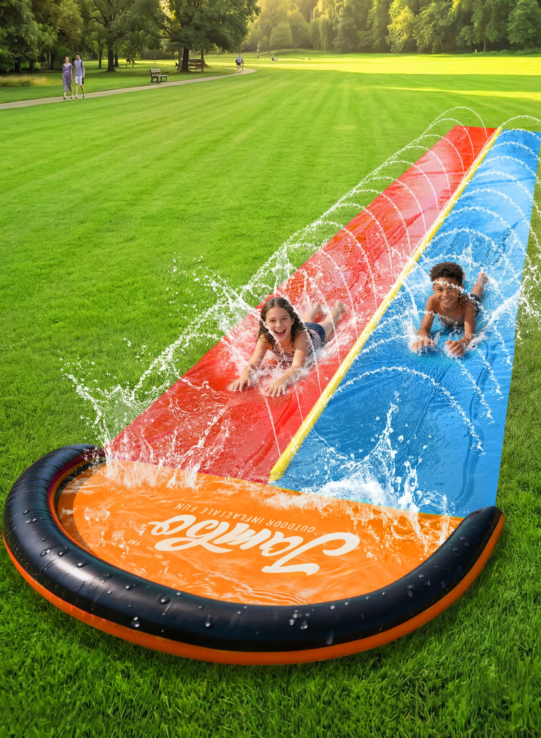 Jambo Rasen-Wasserrutsche mit Sprinkler 549 cm/ 18 ft, Wasserrutsche Garten für Kinder, Aufblasbare