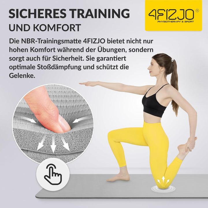 Fitnessmatte mit Tragegurt, Abm. 180x60 cm, NBR-Schaumstoff, Rutschfest, Komfort, In &amp; Outdor, Pilat