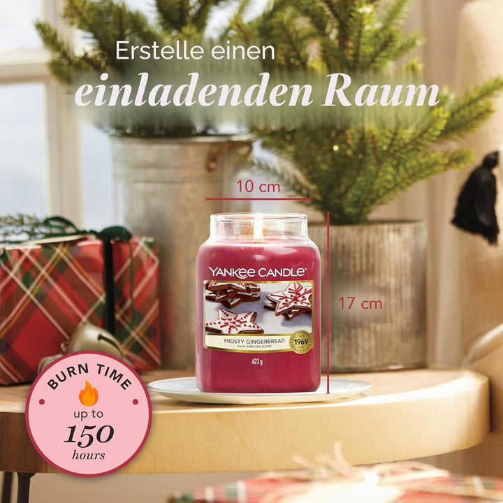 Yankee Candle Duftkerze im Glas (gross) | Frosty Gingerbread | Brenndauer bis zu 150 Stunden, Frosty