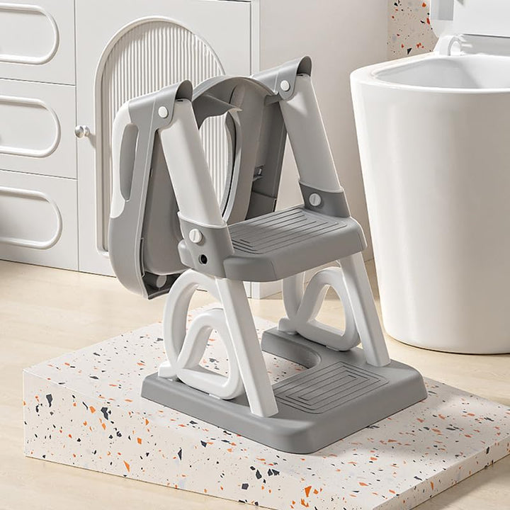 2-in-1 Toilettensitz für Kinder, Toilettensitz, faltbar und verstellbar, Treppe für Kinder, mit Leit