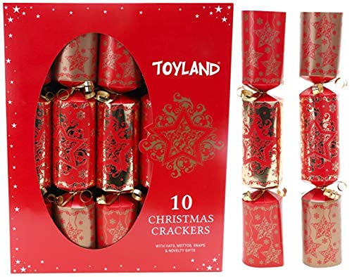 Toyland® 10 Deluxe Gold und Rot – Hüte, Mottos und originelles Geschenk inklusive – Druckknopf Nicht
