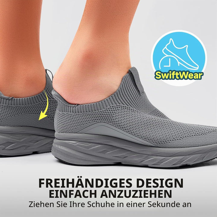 Sosenfer Herren Slip On Sneaker Ohne Schnürsenkel Mesh Atmungsaktiv 1646 Dunkelgrau 46 EU, 1646 Dunk