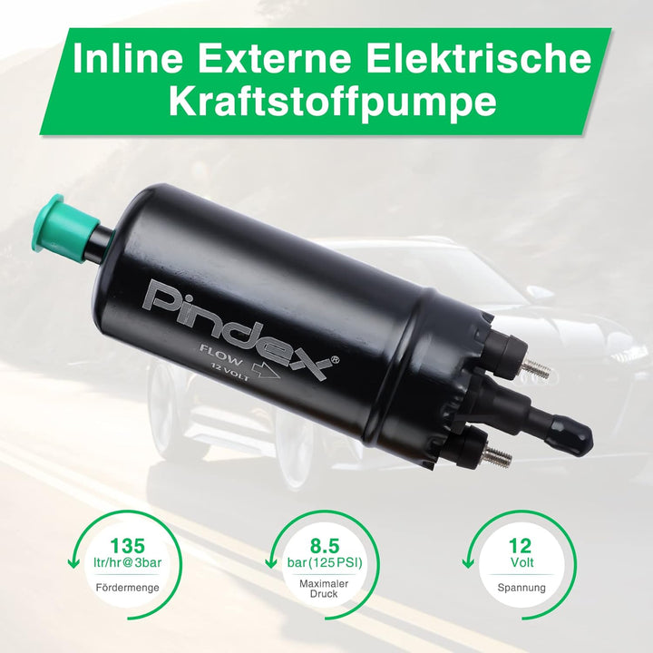 Pindex Elektrische Hochdruck-Kraftstoffpumpe 12V,Inline-Kraftstoffpumpe,Benzinpumpe für Benzin, Dies