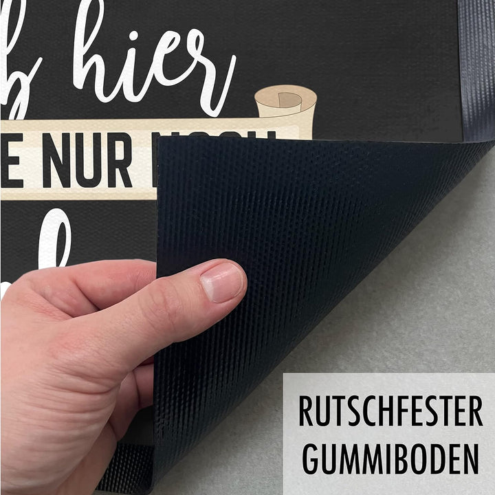 Trendation - Lustige Fussmatte mit Spruch Ab Hier Bitte Nur Noch Lächlen Willkommen Schmutzfangmatte