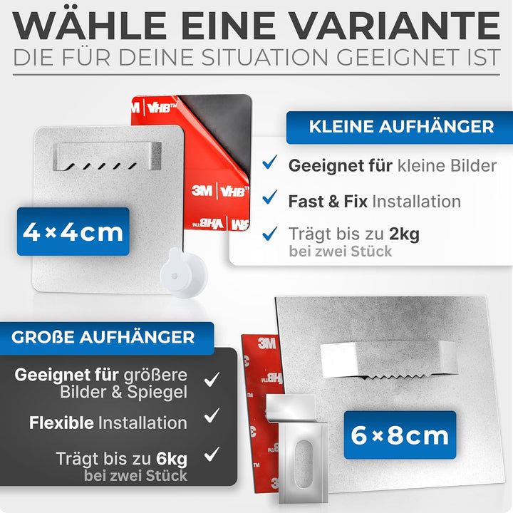 PEARWAY™ - Alu Dibond und Acrylglas Aufhängung - [10er Set] - extra starker 3M Kleber - bis zu 8kg -