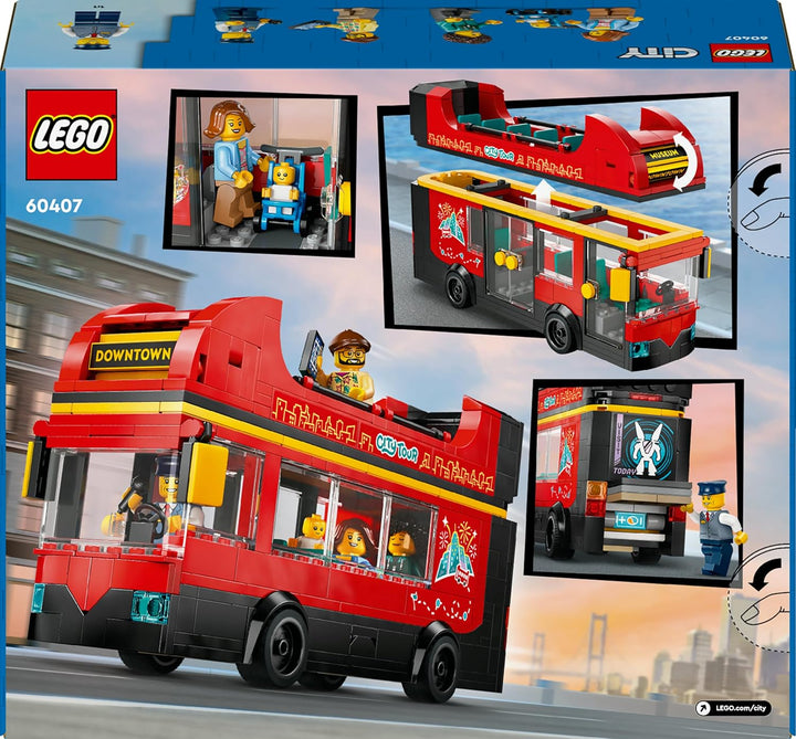 LEGO City Doppeldeckerbus, Doppeldecker Spielzeug-Bus, Fahrzeug-Spielset für Mädchen und Jungen ab 7