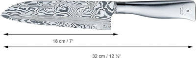 WMF Grand Gourmet Damastmesser, Santoku Messer 32 cm, Made in Germany, Damaststahl 120-lagig, Perfor