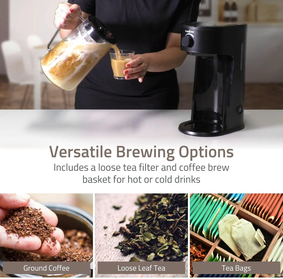 Nedis KAICM200FBK Eiskaffee- und Eistee-Zubereiter – 2,5l Fassungsvermögen – Für bis zu 6 Tassen – M