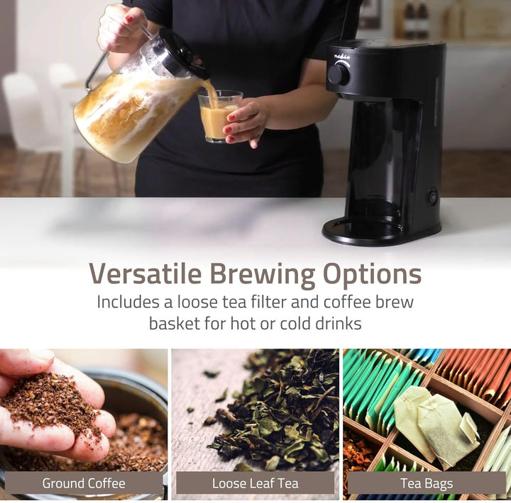 Nedis KAICM200FBK Eiskaffee- und Eistee-Zubereiter – 2,5l Fassungsvermögen – Für bis zu 6 Tassen – M