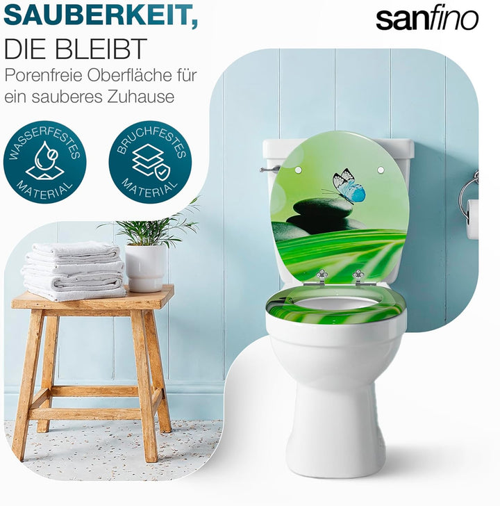 Premium WC Sitz mit Absenkautomatik – hochwertige Toilettendeckel aus Holz, viele bunte Motive, hohe
