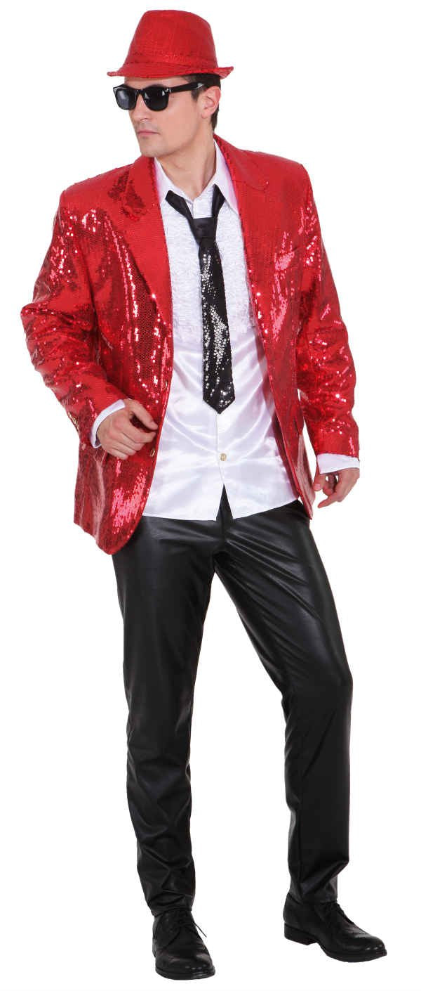 Pailletten Show Jacket rot, Erwachsenen-Grösse:52/54 52-54, 52-54