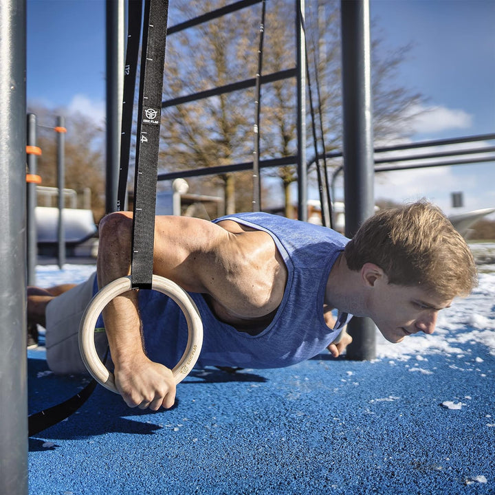Eric Flag Turninge - Turnringe Holz für Calisthenics, Gymnastik, Crossfit - Gymnastikringe mit olymp