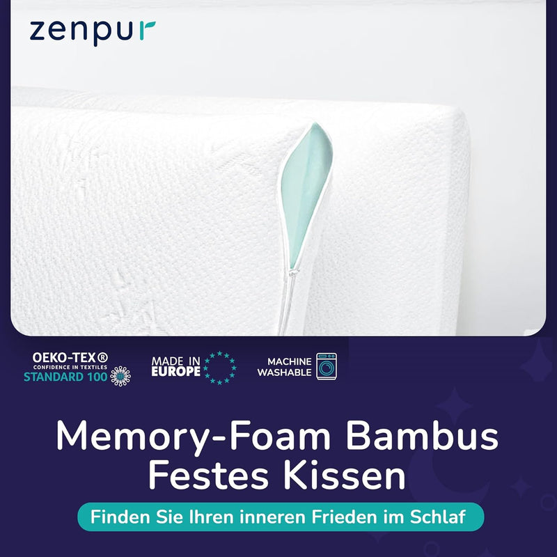 ZenPur – Memory Foam Kissen, Orthopädisches Kissen gegen Nackenschmerzen, Ergonomisches Schlafkissen