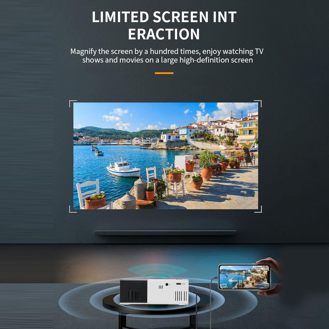 Projector, 1080p HD Tragbarer Filmprojektor, Smart Home Projector mit HDMI, USB, 3.5 Sound -Schnitts