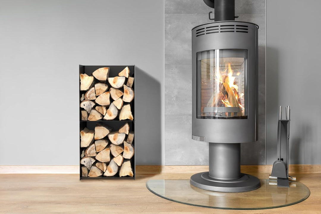 teileplus24 BHS9 Kaminholzregal Innen Aussen | Brennholzregal Metall | Kaminholzkorb | Industrial Lo