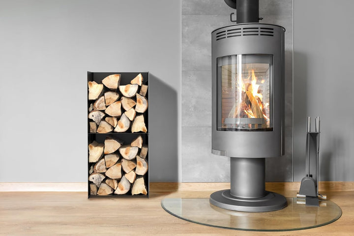 teileplus24 BHS9 Kaminholzregal Innen Aussen | Brennholzregal Metall | Kaminholzkorb | Industrial Lo