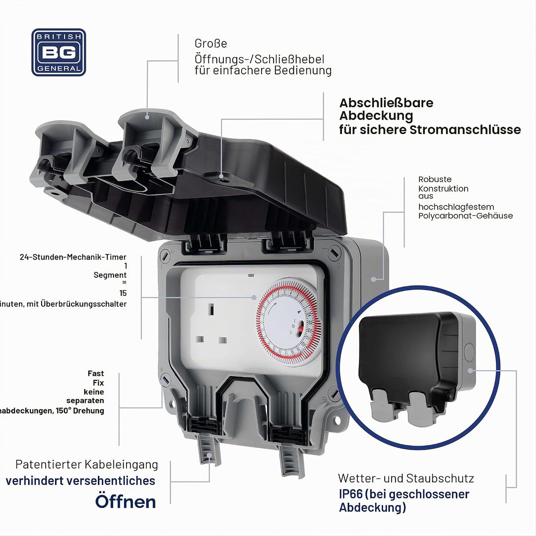 BG Electrical, Zeitschaltuhr „Nexus“, 13 A, Sturm- und wetterfest, 1