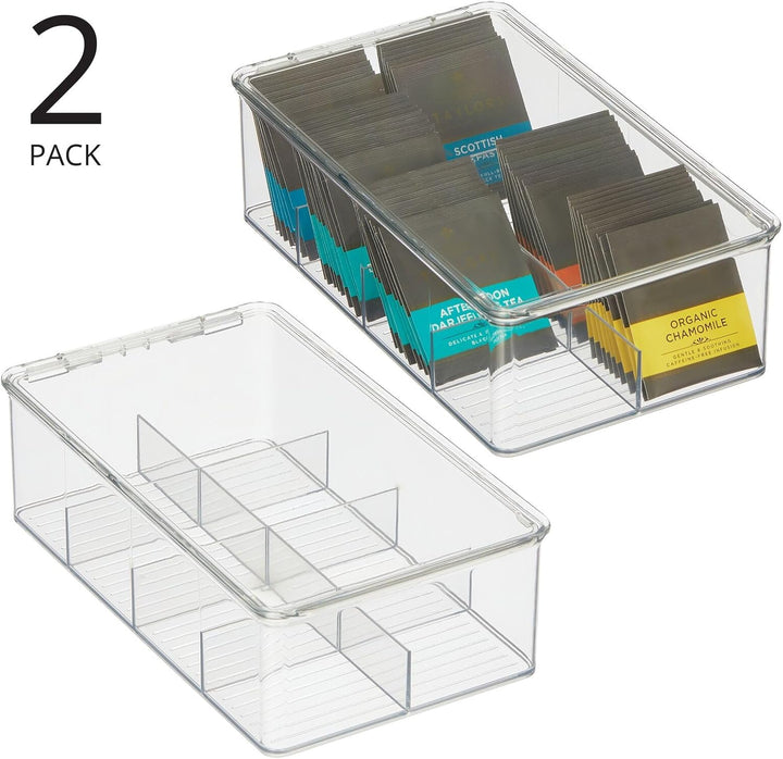 mDesign Küchen Organizer – praktische Teebox mit Deckel für Küche und Speisekammer – Aufbewahrungsbo