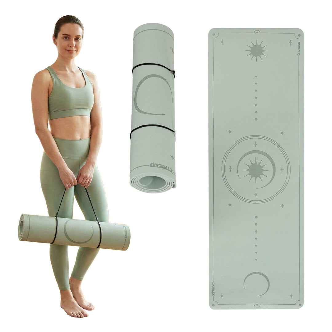 XTREXO Yogamatte 183x61 cm gross und 6 mm dick Yoga Matte aus ökologischem TPE mit rutschfester Ober