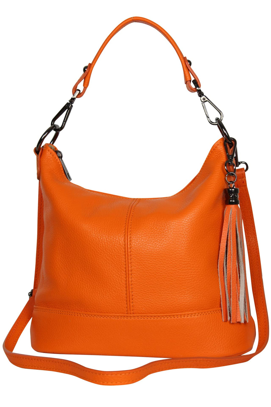 AmbraModa GLX09 - Damen Handtasche Schultertasche Beutel aus Echtleder Orange, Orange