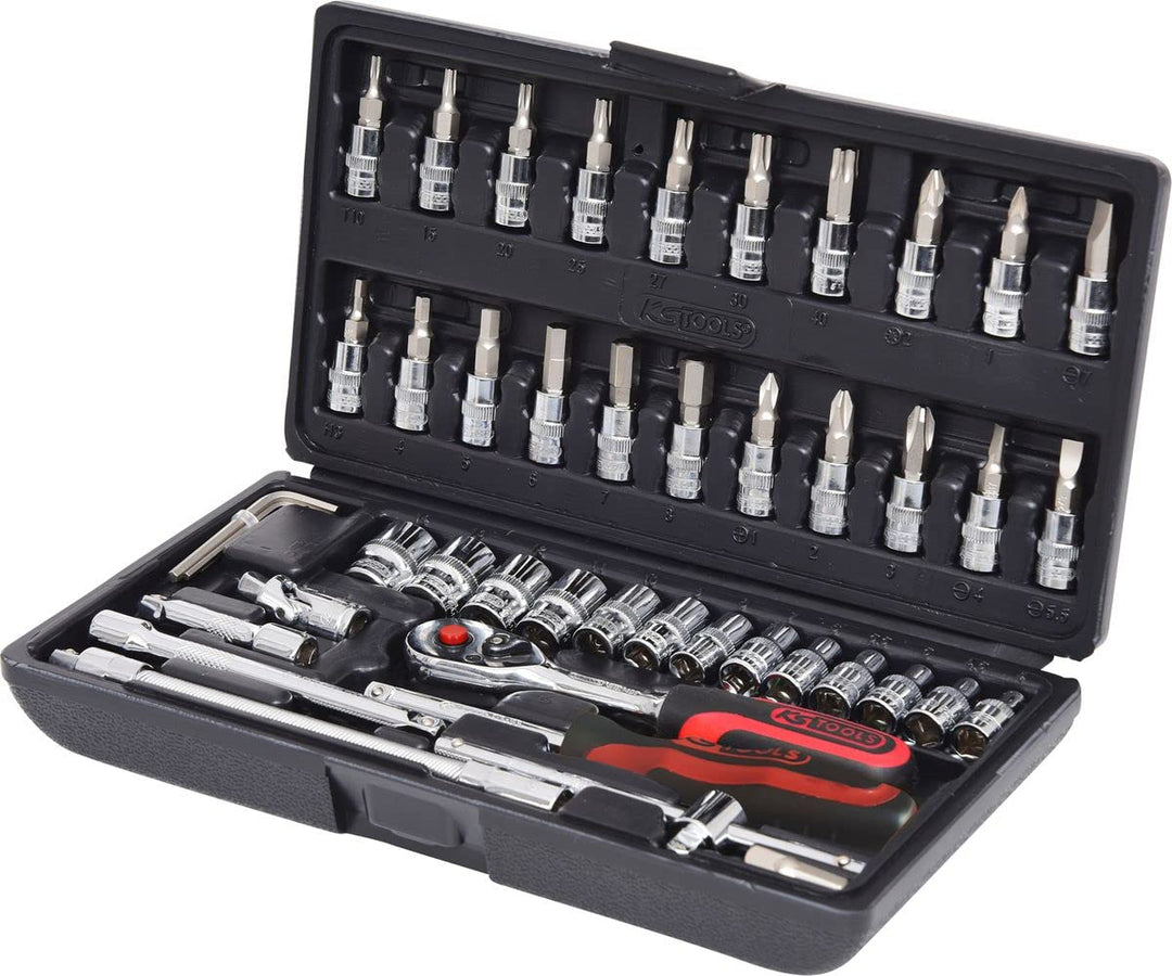 KS Tools 918.0648 1/4 Zoll CHROMEplus Steckschlüssel-Satz | inklusive Umschaltknarre, 45-Zahn | hoch