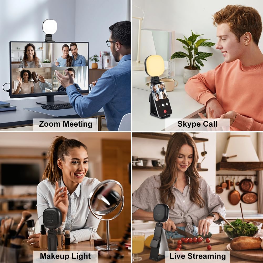 HOTUT Ringlicht Laptop PC, Videokonferenz Licht mit Stativ & Handyhalter, Ringleuchte 5 Lichtfarben
