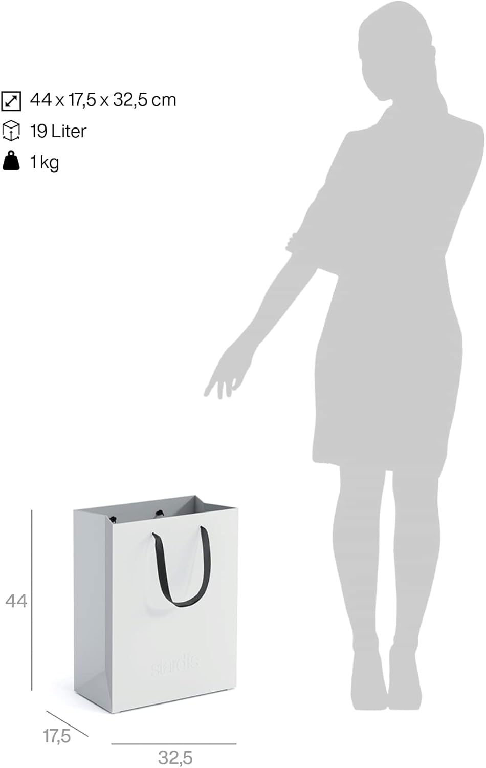 stardis binbox Design Papierkorb eckig stylischer Papiereimer mit Tragegriffen für Büro Office Kunst