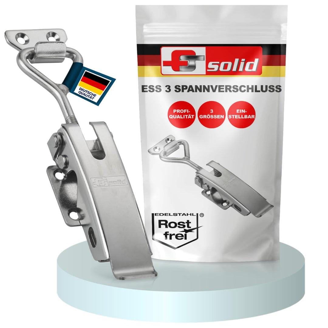 FTsolid einstellbarer Spannverschluss aus Edelstahl ESS3 Kistenverschluss rostfrei verstellbar Hebel