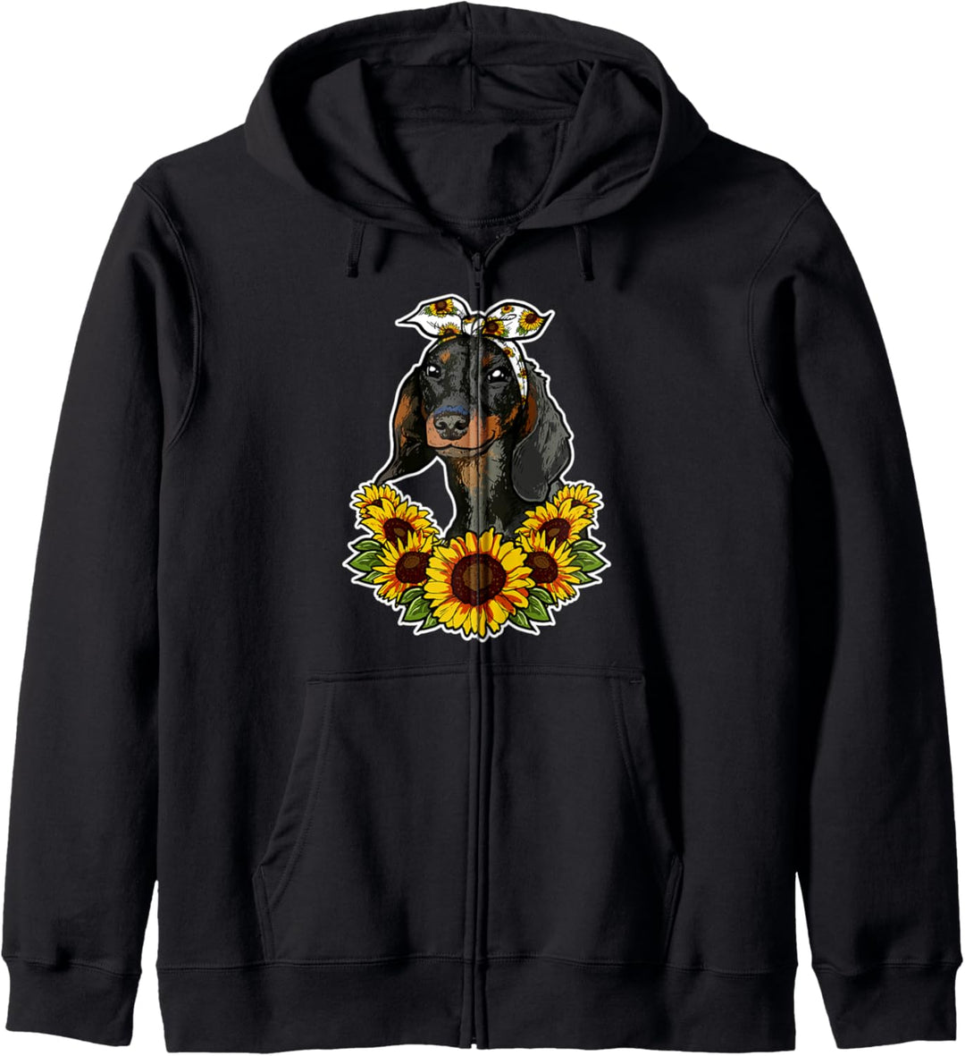Süsses Hunde Liebe Geschenk Sonnenblumen Dekor Dackel Kapuzenjacke