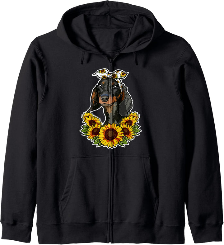 Süsses Hunde Liebe Geschenk Sonnenblumen Dekor Dackel Kapuzenjacke