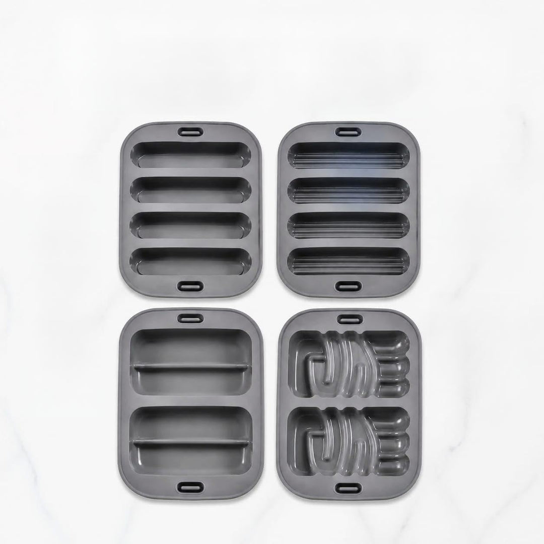 Set mit 4 Silikonformen für Heissluftfritteuse und Backofen 20 x 14,5 cm, Verschiedene Formen für Ri