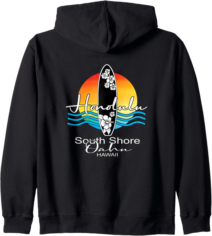 Honolulu South Shore Oahu Hawaii Surfer Souvenir Kapuzenjacke