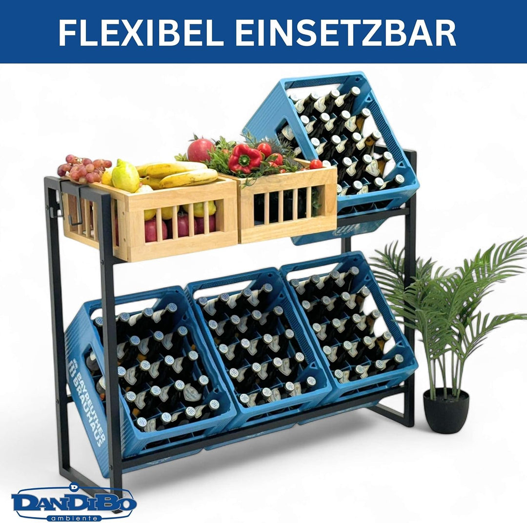 DanDiBo Getränkekistenregal 6 Kisten mit Gitter Haken 100 cm Metall 96598 Getränkeregal Kistenregal
