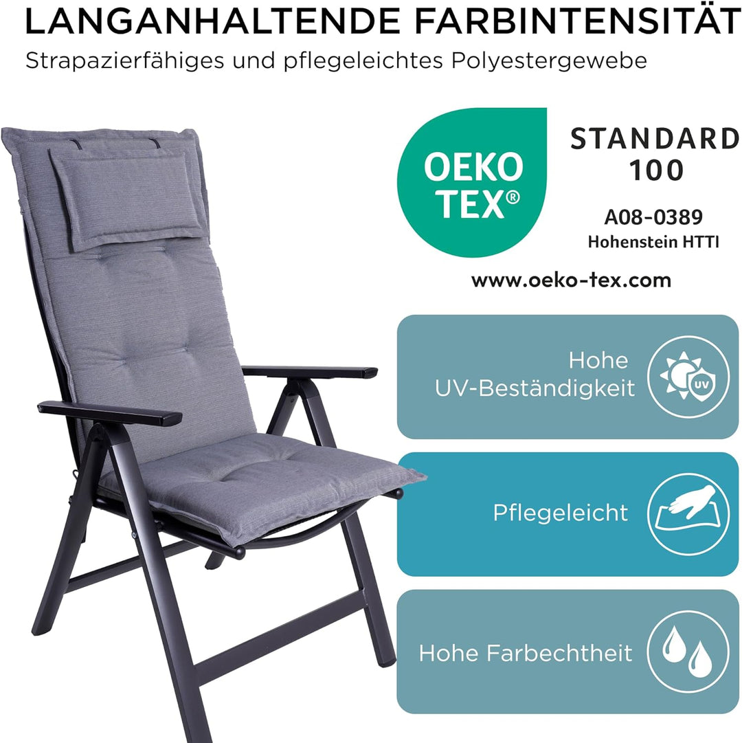 gardisun Gartenstuhlauflagen Hochlehner mit Kopfteil I Extra Dicke Sitzauflagen I Made in Europe I P