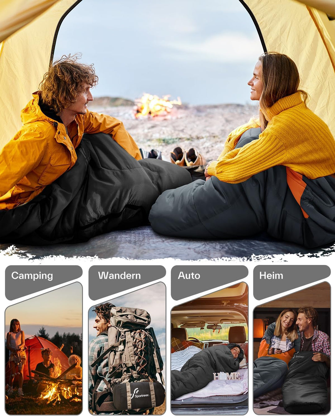 Sportneer Schlafsack - Kleines Packmass & Ultraleicht (950g/1500g) - Mumienschlafsack Outdoor Sommer