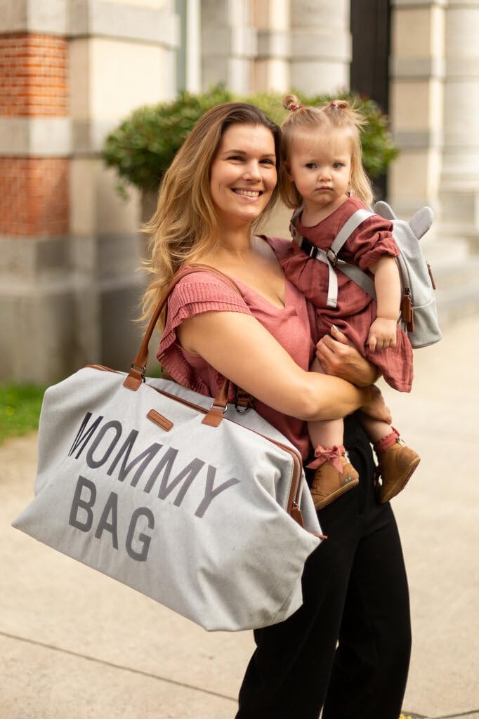CHILDHOME, Mommy Bag, Wickeltasche, Mutterschaft, Reisetasche Jersey Grau Mommy Bag, Jersey Grau Mom