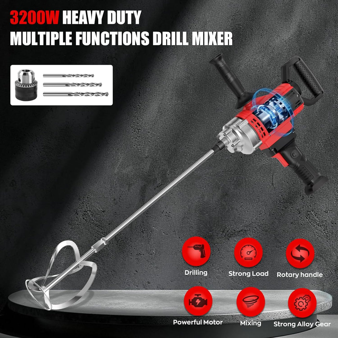 IMAYCC 3200W Rührwerk Elektrischer, 2-in-1 Multifunktionaler Mörtelrührer Bohrmischer, Betonmischer