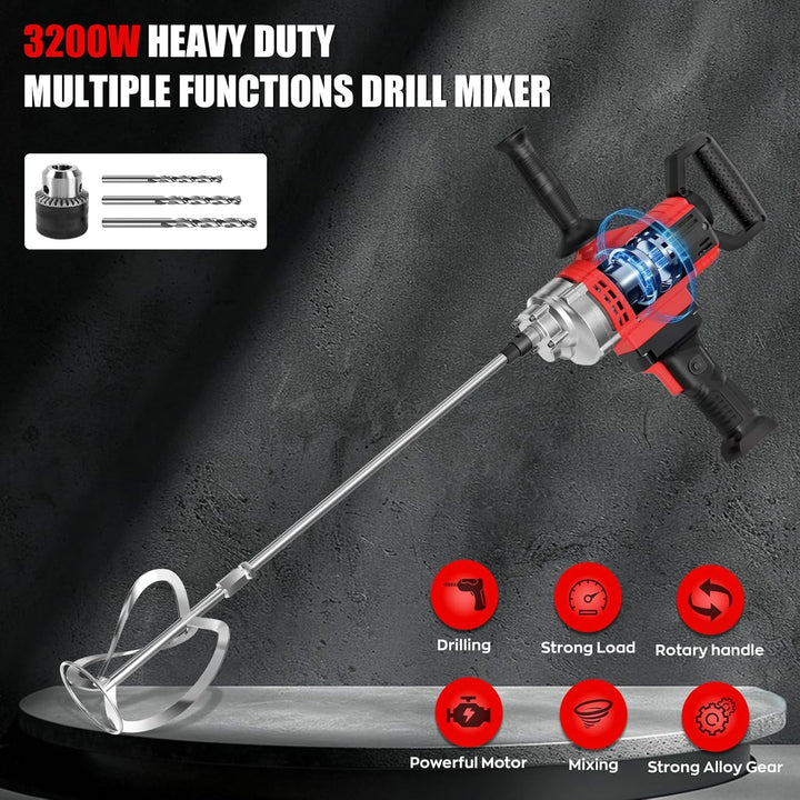 IMAYCC 3200W Rührwerk Elektrischer, 2-in-1 Multifunktionaler Mörtelrührer Bohrmischer, Betonmischer