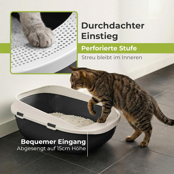 XXL Jumbo Katzentoilette Schale 65 cm anthrazit inkl. Schaufel, anthrazit