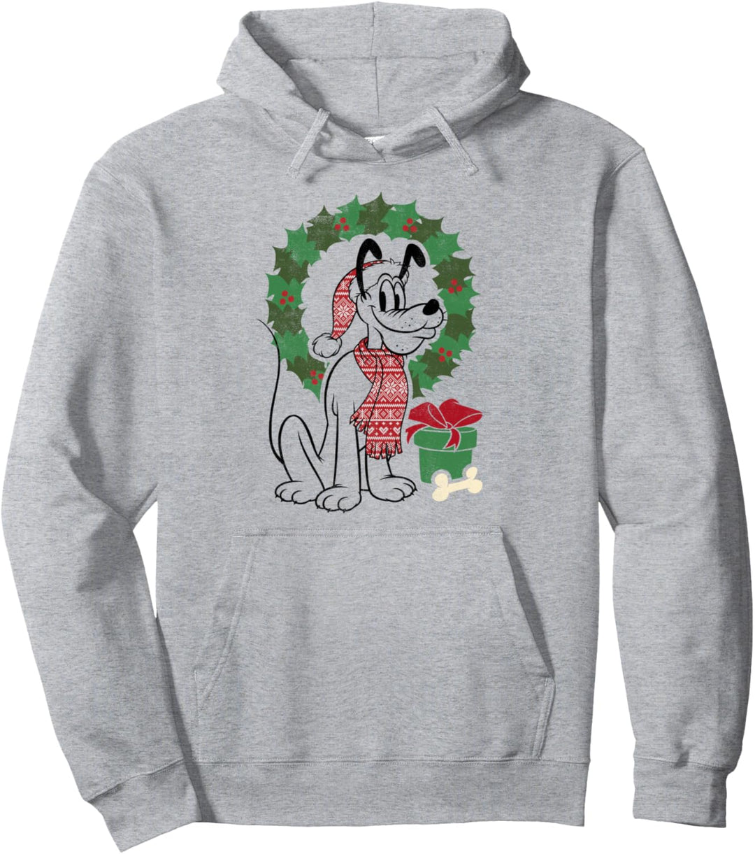 Disney Mickey And Friends Weihnachten Pluto Wreath Portrait Pullover Hoodie
