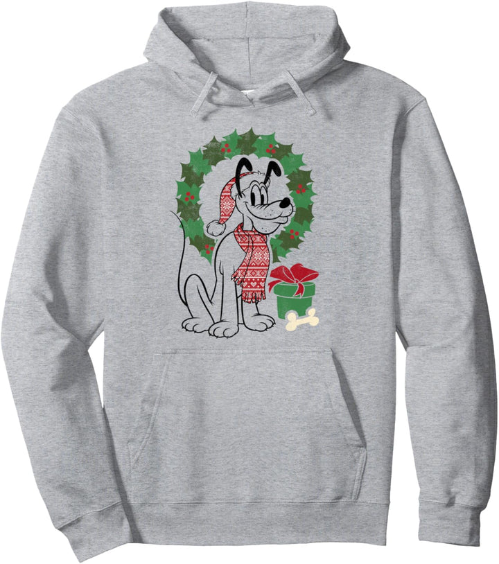 Disney Mickey And Friends Weihnachten Pluto Wreath Portrait Pullover Hoodie