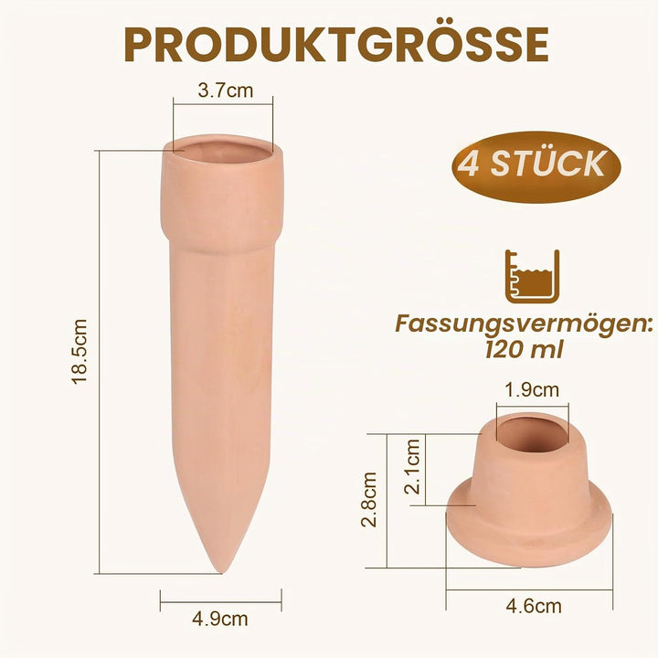EXLECO 4 x 120ml Tonkegel Bewässerung mit Deckel Pflanzen Bewässerungskugel Pflanzen Wasserspender T