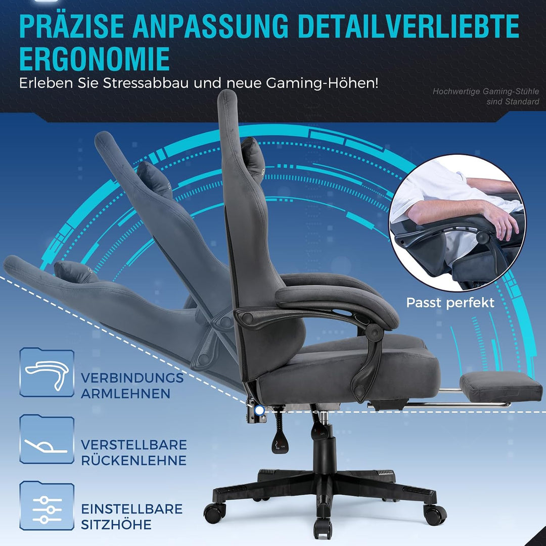 GTPLAYER Gaming Stuhl, Atmungsaktiver Bürostuhl, bürostuhl ergonomisch, Hochwertiger - Stoff, Ergono