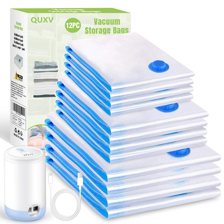 Vakuumbeutel für Kleidung Reise mit Pumpe, 12PCS Vacuum Bags for Clothes (4 * 60x40cm, 4 * 80x60cm,